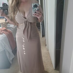 SHEIN VCAY Tie Front Cut Out Split Hem Dress